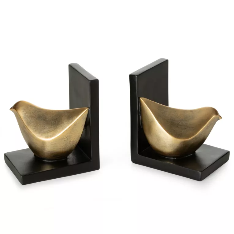 Komplet podpórek na książkę z glinki ceramicznej  złoto-czarny  28x8x12 cm