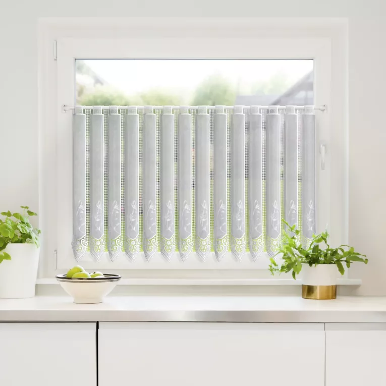 Tkanina firanowa zazdrostka z haftem i ażurem