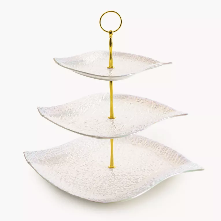 Trzypoziomowa patera dekoracyjna z wypukłym wzorem NINA