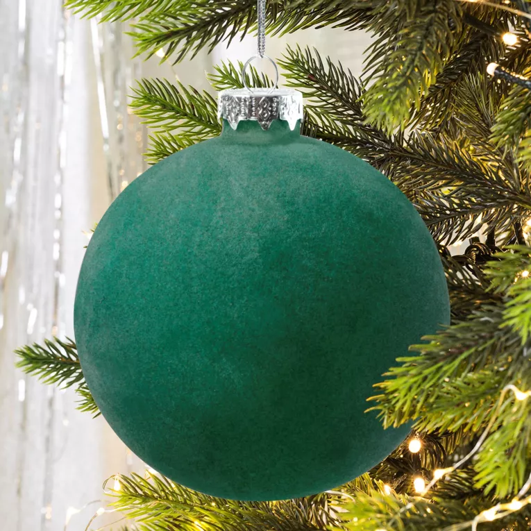 Bombka choinkowa o matowej, welwetowej powierzchni