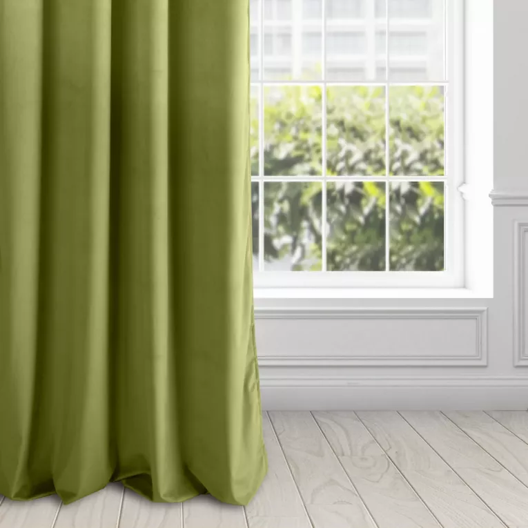 Zasłona welwetowa oliwkowa gładka 140x250 cm przelotka - PIERRE
