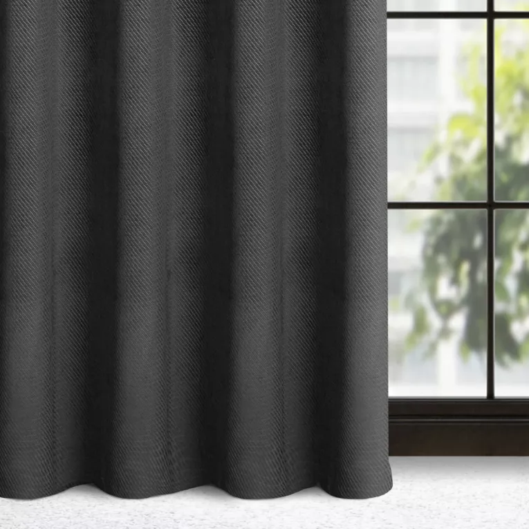 Zasłona czarna z wytłaczanego welwetu 140x250 cm przelotka - ELIZA