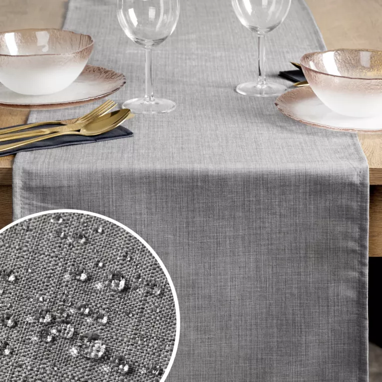 Bieżnik na stół 40x140 cm srebrny wodoodporny - KATE