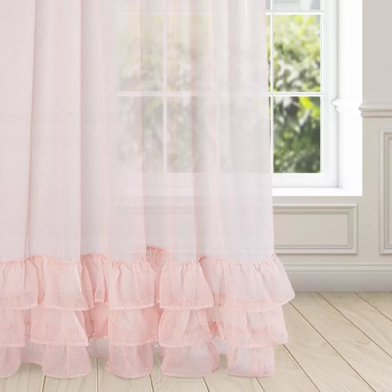 Firana RAJA z puszystą nicią i falbanami