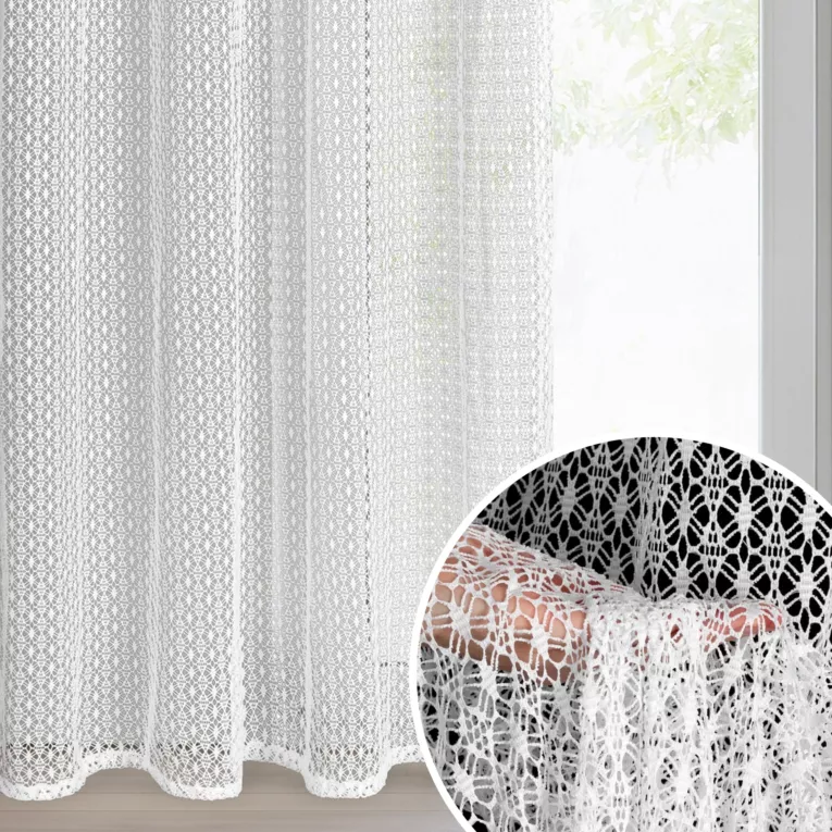 Firana biała o strukturze siateczki niewymagająca prasowania 140x250 cm przelotka MIRELLA