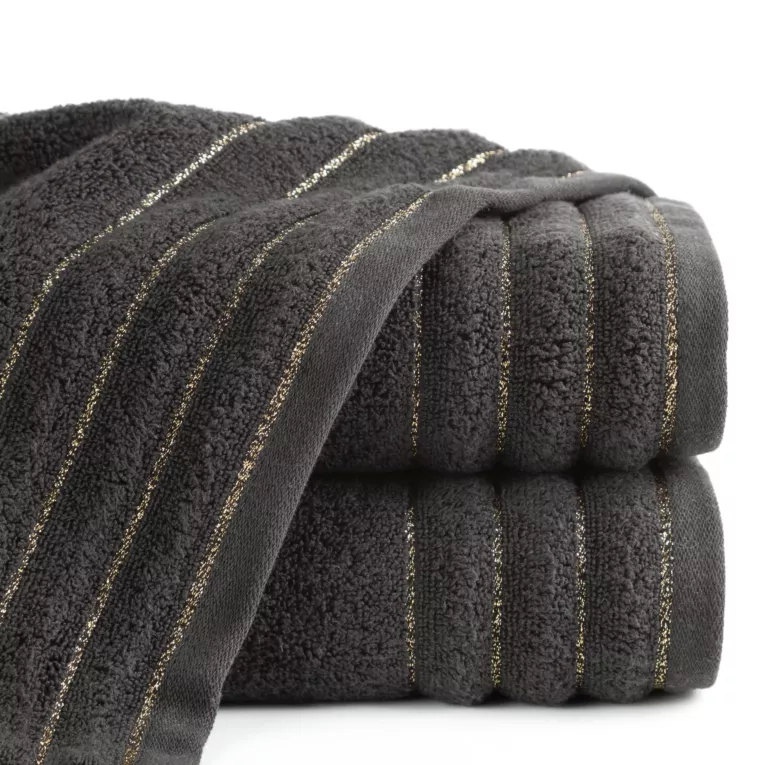 Ręcznik kąpielowy 50x90 cm bawełniany kolor stalowy z błyszczącą bordiurą 500 g/m2 NADINE