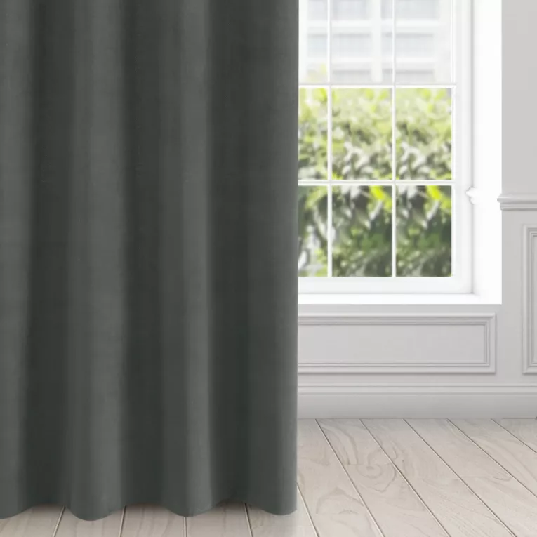Zasłona grafitowa z matowego welwetu 140x250 cm przelotka - MILO