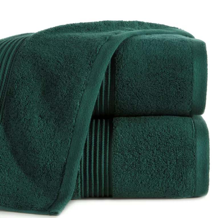 Ręcznik kąpielowy 70x140 cm bawełniany kolor zielony 0 twist zdobiony paseczkami 550 g/m2 MOLLY