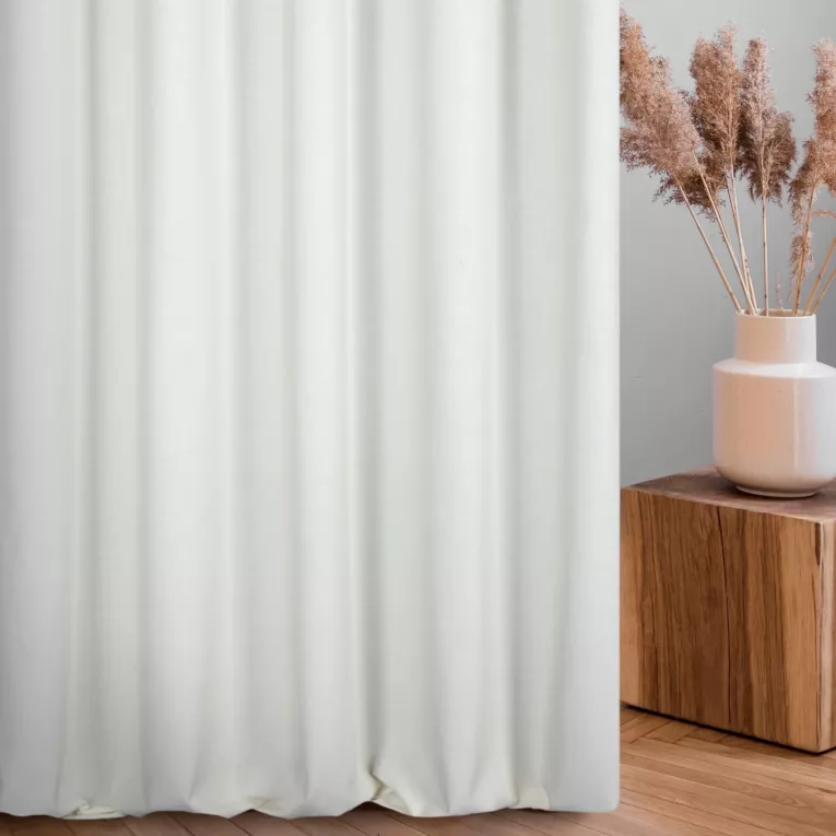 Zasłona szyta na taśmie 5 cm naturalna z gładkiej tkaniny w stylu eko