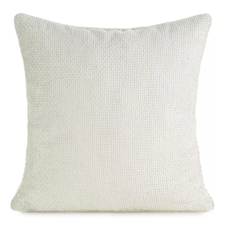Poszewka na poduszkę 45x45 cm szenilowa z ozdobnym splotem kremowa SZENIL 6