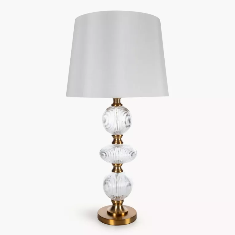 Lampa stołowa biało, złota SANNY z podstawy z szklanych bombek