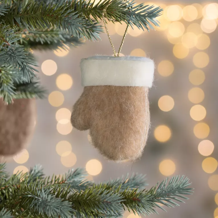 Ozdoba choinkowa RĘKAWICA z tkaniny filcowej w stylu boho