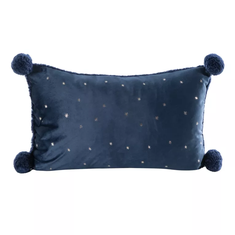 Poszewka na poduszkę dwustronna 30x50 cm welwetowa kolor granatowy z motywem świątecznym