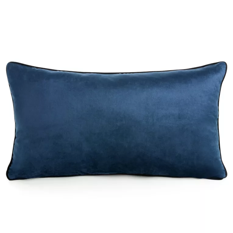 Poduszka 30 x 50 cm welwetowa granatowa z kontrastującą lamówką GAJA 3