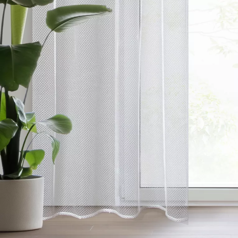 Firana biała o strukturze luźnej, siatki tworzącej wzór plastra miodu 140x250 cm przelotka MEL