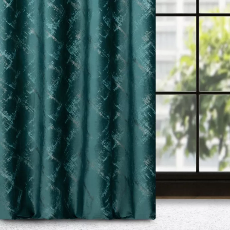 Zasłona welwetowa turkusowa z szampańska  przecierką 140x270 taśma - ADRIA