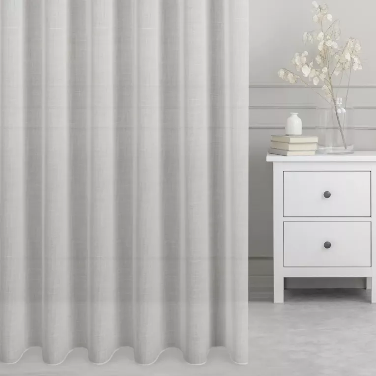 Firana szyta na taśmie fala naturalna z matowej gęsto tkanej etaminy o naturalnym splocie i wysokości 350cm