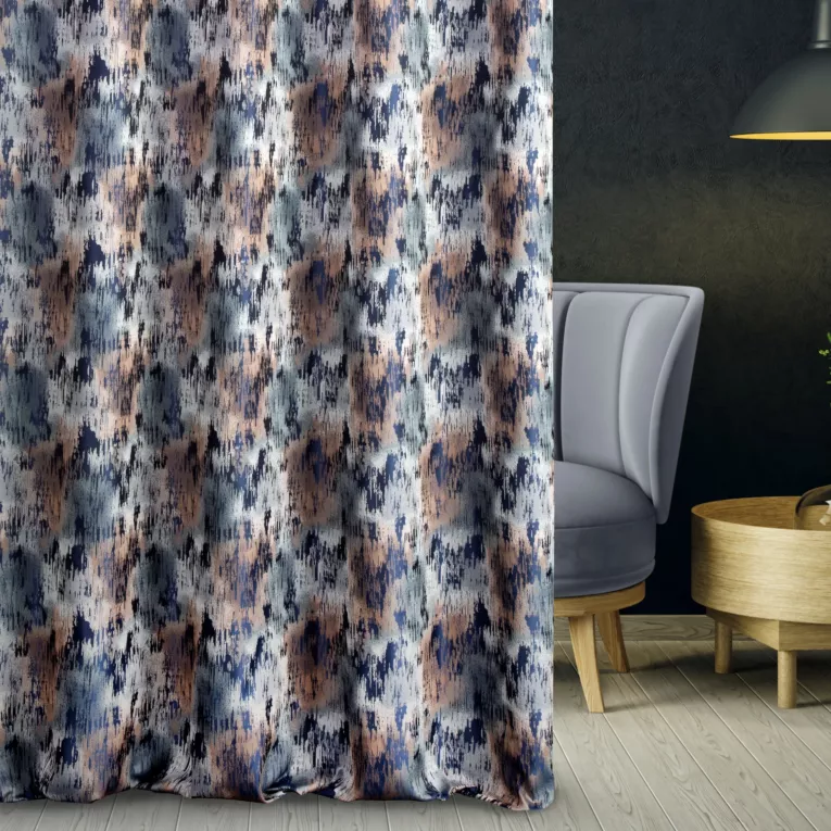 Zasłona szyta na taśmie 5 cm MILLIE granatowa TKANINA STRUKTURALNA