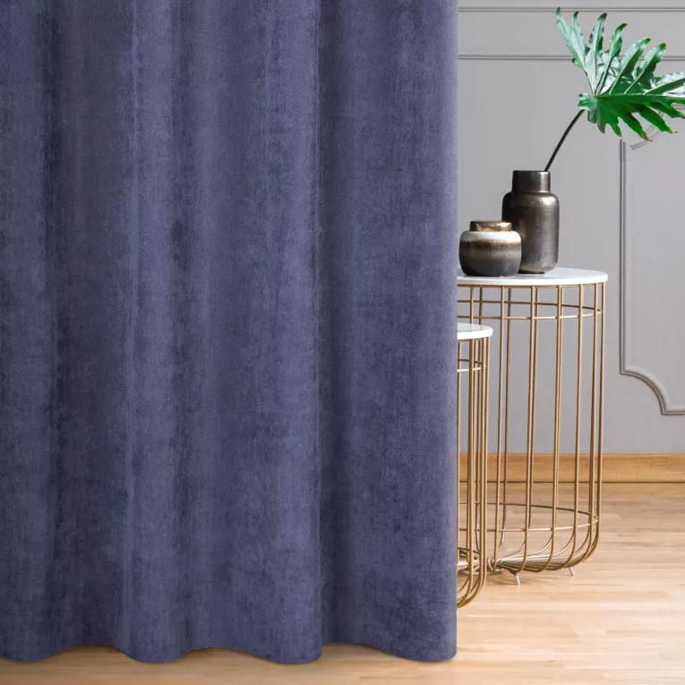 Zasłona granatowa o strukturze sztruksu 140x250 przelotka - JULIE
