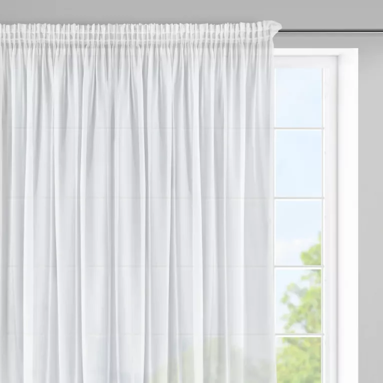 Komplet białych firan 2szt z gładkiego woalu na okno i drzwi balkonowe 400x145 cm / 200x245 cm taśma AGA