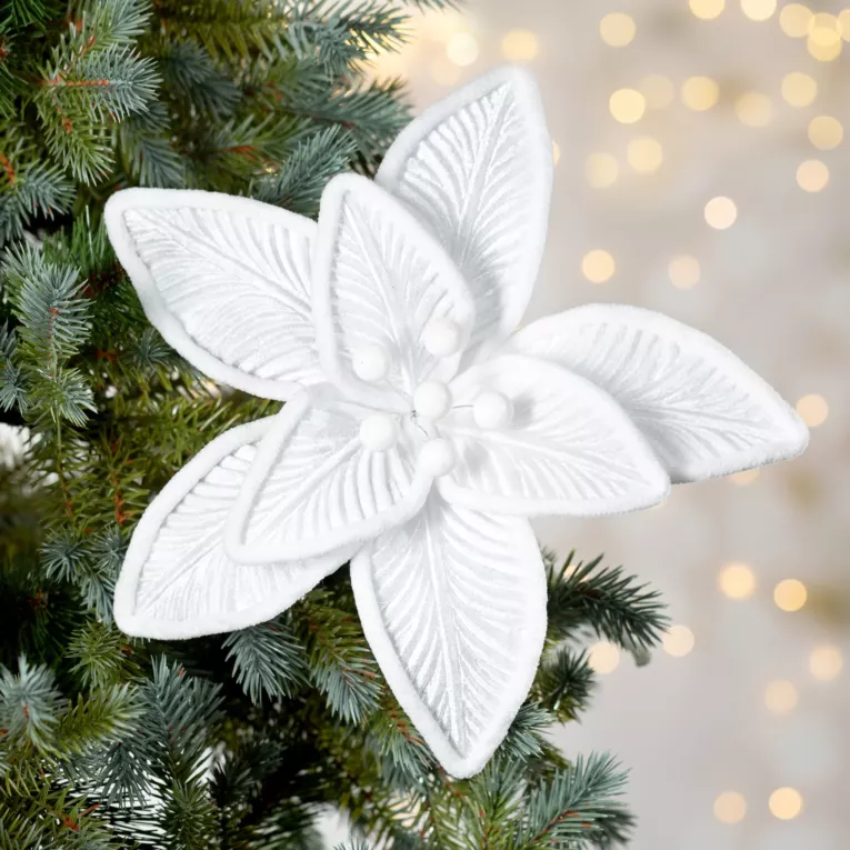 Świąteczny kwiat dekoracyjny z welwetowej tkaniny i futerka