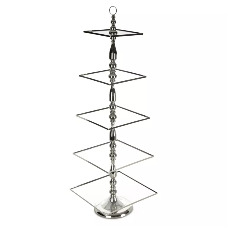 Patera dekoracyjna ELZA z pięcioma piętrami i metalowej podstawie