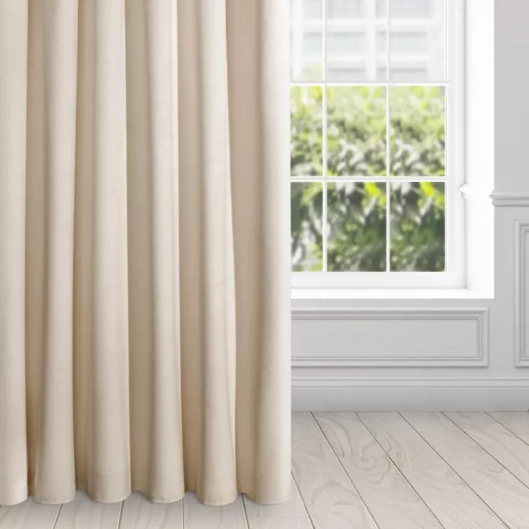 Zasłona beżowa z ekskluzywnego aksamitnego welwetu 290 g/m2 140x270 cm taśma - - VILLA