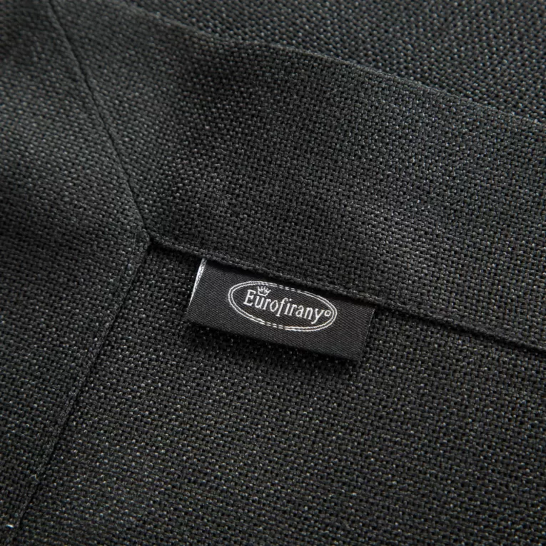 Bieżnik na stół czarny 40x180 cm z tkaniny przypominającej płótno STELLA 2 z podwójną listwą na brzegach