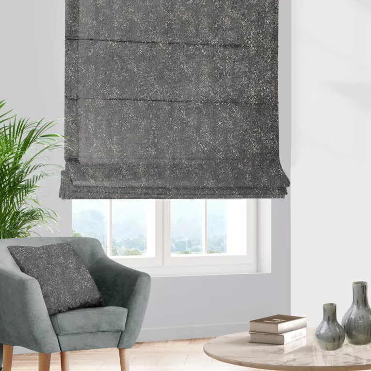Roleta rzymska STONE popielata z grubej welwetowej tkaniny w drobny połyskujący wzór