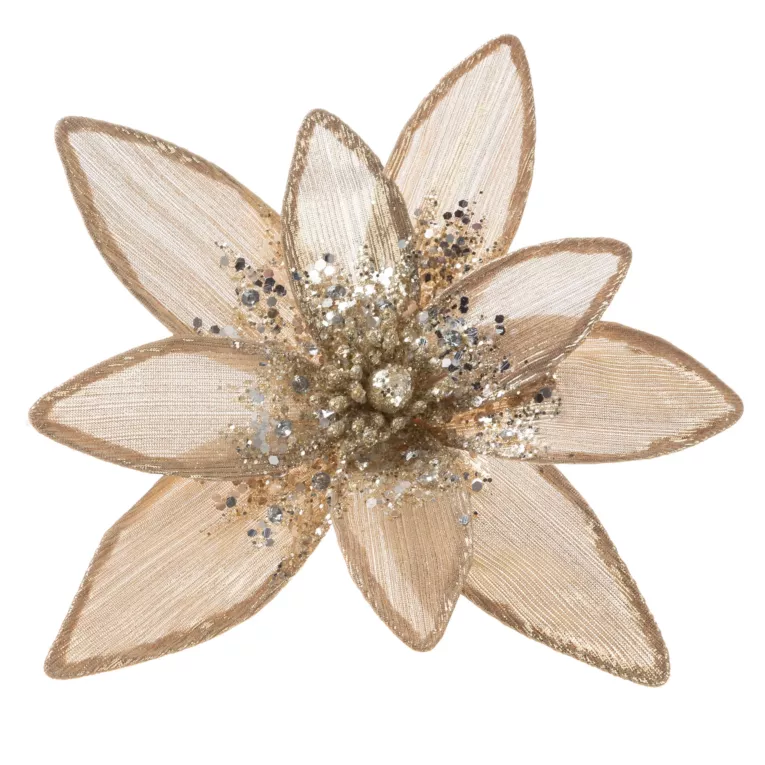 Świąteczny kwiat dekoracyjny z lśniącymi akcentami