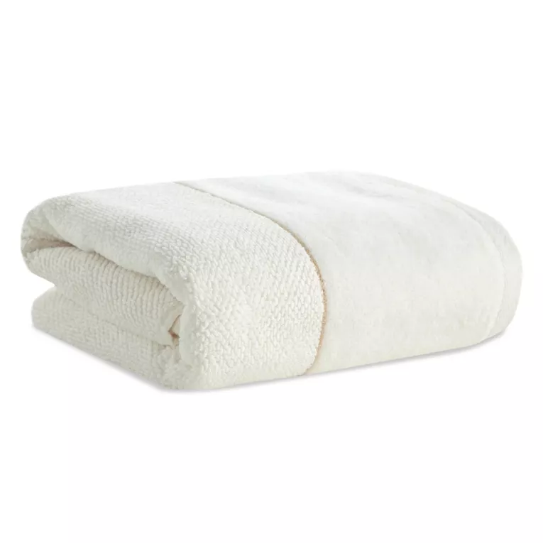 Ręcznik kąpielowy 70x140 cm bawełniany kolor kremowy z welwetową bordiurą 550 g/m2 ARIA