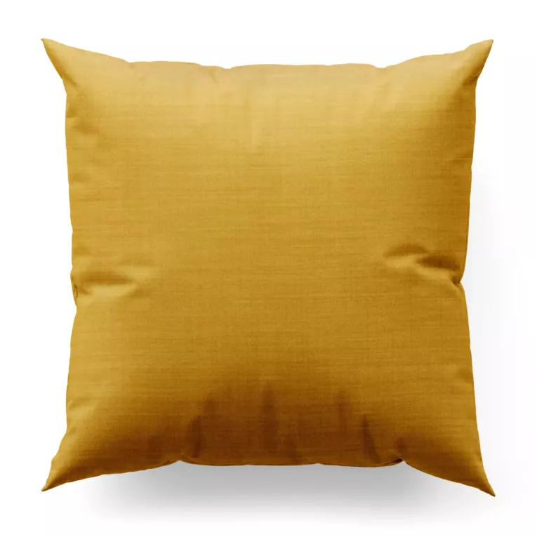 Poszewka szyta musztardowa z miękkiej tkaniny o naturalnym splocie w stylu ekologicznym