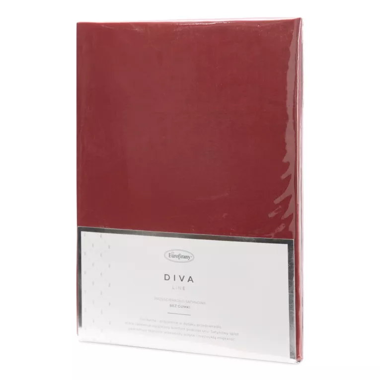 Prześcieradło bez gumki 160x210 cm z satyny bawełnianej kolor czerwony 125 g/m2 DINA Diva Line