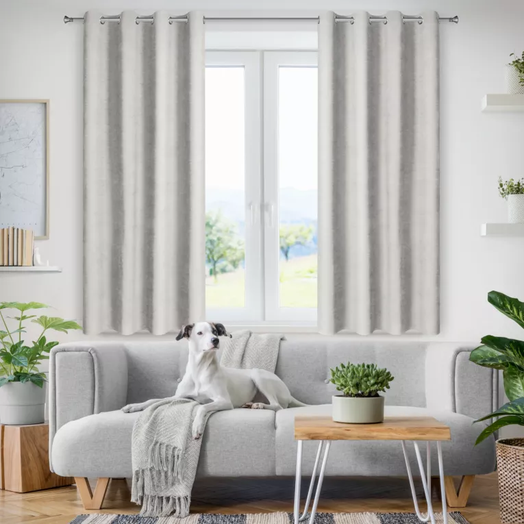 Zasłona jasnoszara z tkaniny welurowej 120x180 cm przelotka - Dora