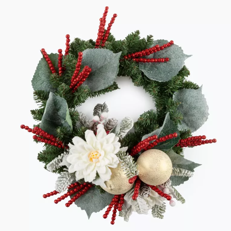 Wianek świąteczny ręcznie dekorowany ŚNIEŻNE ŚWIĘTA