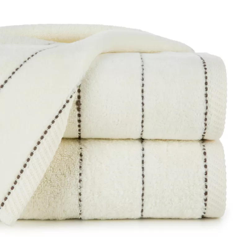 Ręcznik kąpielowy 70x140 cm bawełniany kolor kremowy z welurową bordiurą 500 g/m2 ELZA