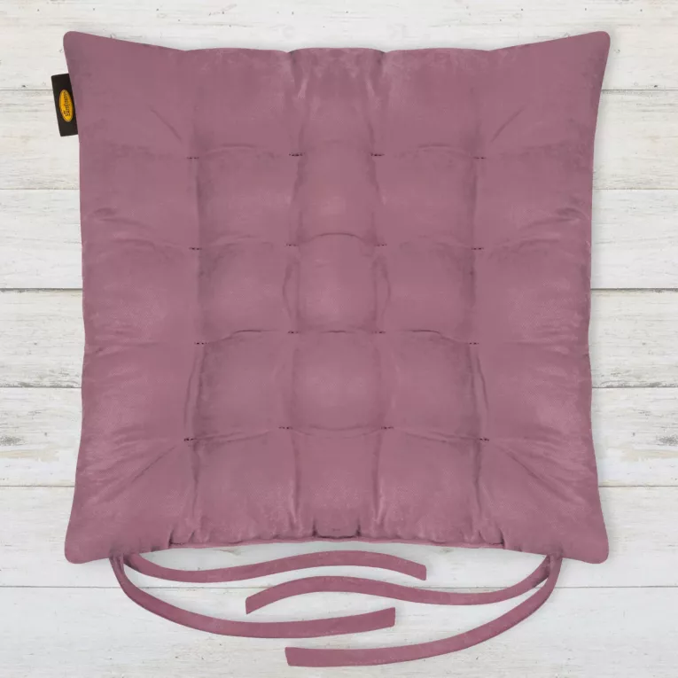 Poduszka na krzesło 40 x 40 x 6 cm  welurowa ciemnoróżowa z szesnastoma pikowaniami ADORE