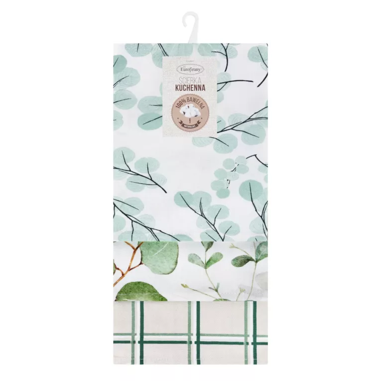 Komplet ściereczek kuchennych  3szt 50x75 cm bawełniany kolor naturalny,zielony  200 g/m2 CLOVER