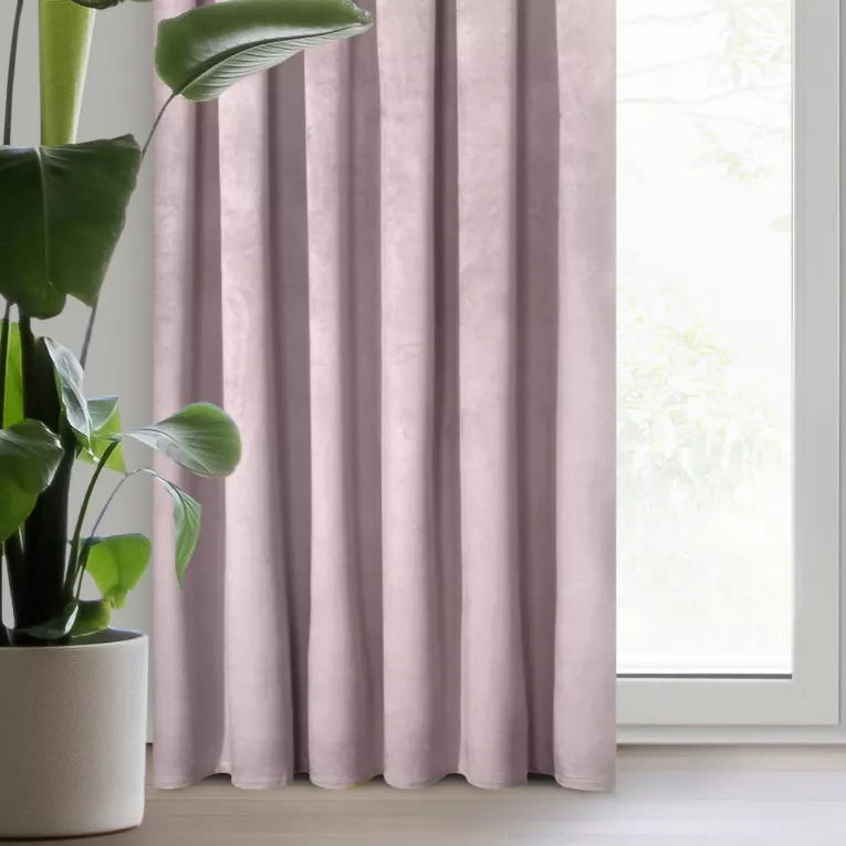 Zasłona welwetowa pudrowy róż gładka 140x300 cm taśma - PIERRE