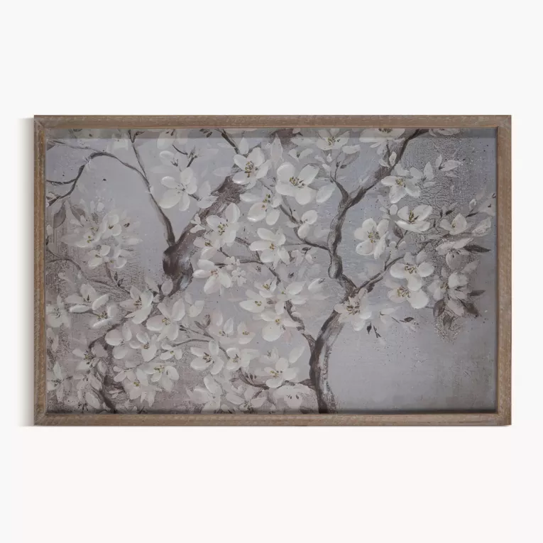 Obraz KWIAT WIŚNI ręcznie malowany oprawiony w drewnianą ramę