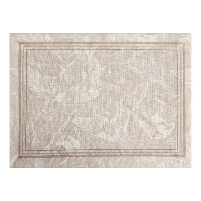 Komplet serwetek na stół 4 szt beżowo, kremowy 30x40 cm w wzorem roślinnym SUMMER13 - kolekcja FOREST SUMMER