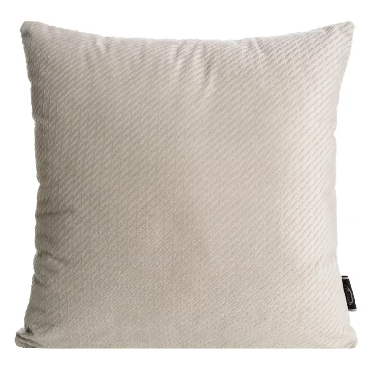 Poszewka na poduszkę 40x40 cm welwetowa beżowa z drobnym wytłaczanym wzorkiem ELIZA