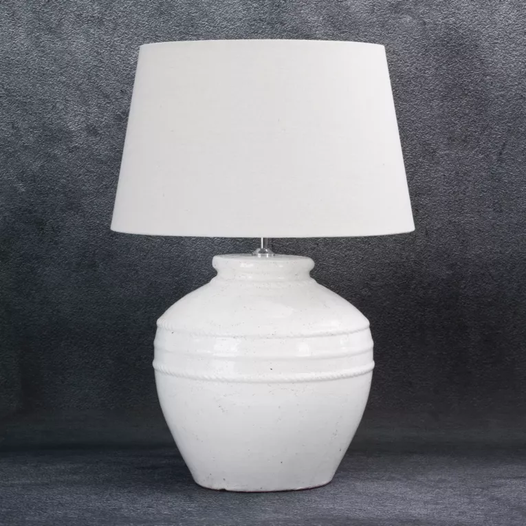 Lampa stołowa ceramiczna MERIKA z matowym abażurem w stylu boho