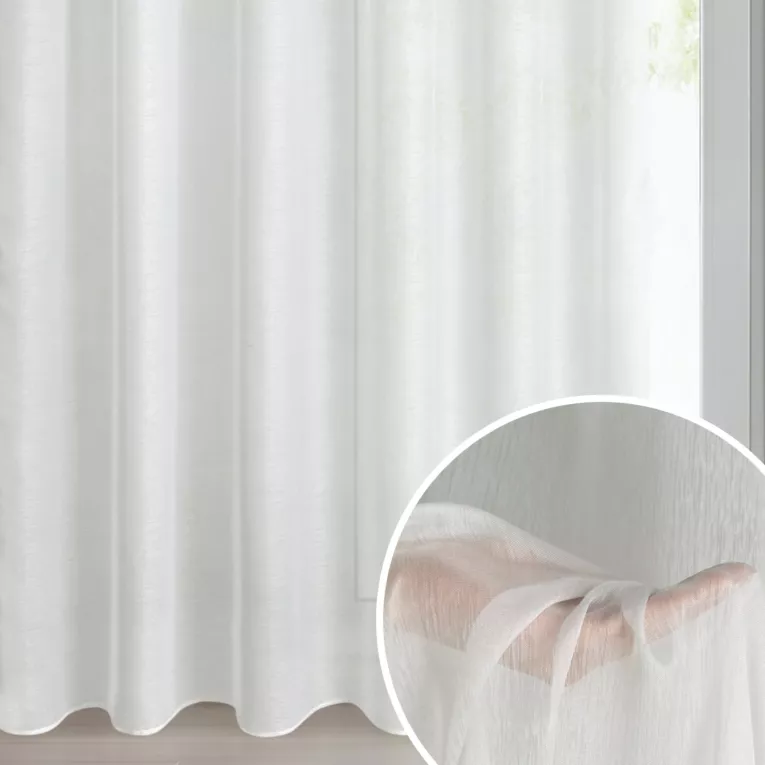 Firana kremowa o strukturze drobnego deszczyku wzór poziomy 350x250 cm przelotka REBECCA