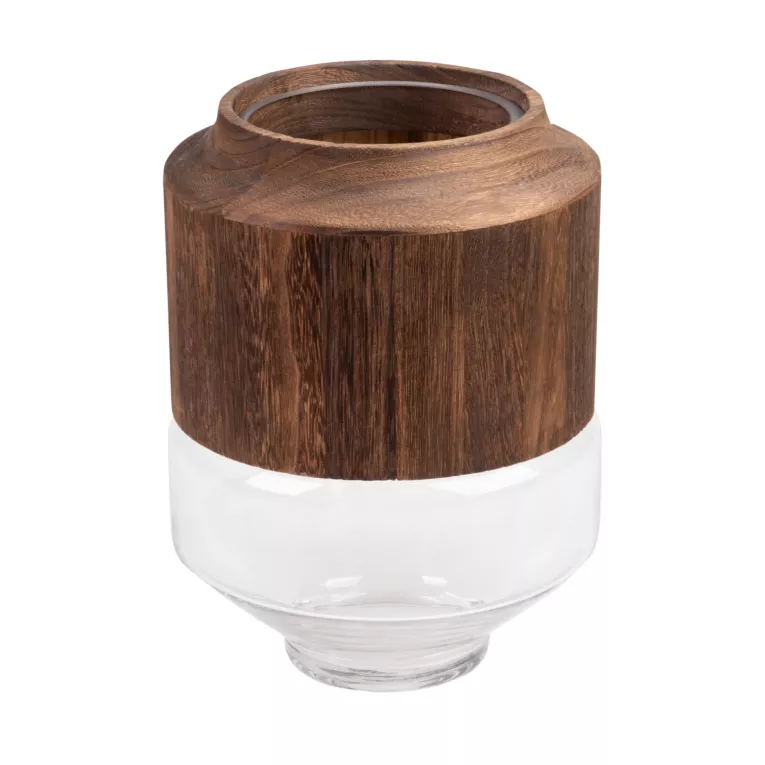 Wazon dekoracyjny GRACE ze szkła i drewna