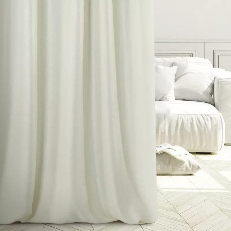 Zasłona szyta na taśmie 5 cm CANDY kremowa z tkaniny z strukturalnym spolotem