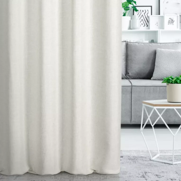 Zasłona szyta na taśmie 8 cm naturalna z tkaniny o naturalnym splocie z dodatkiem lnu