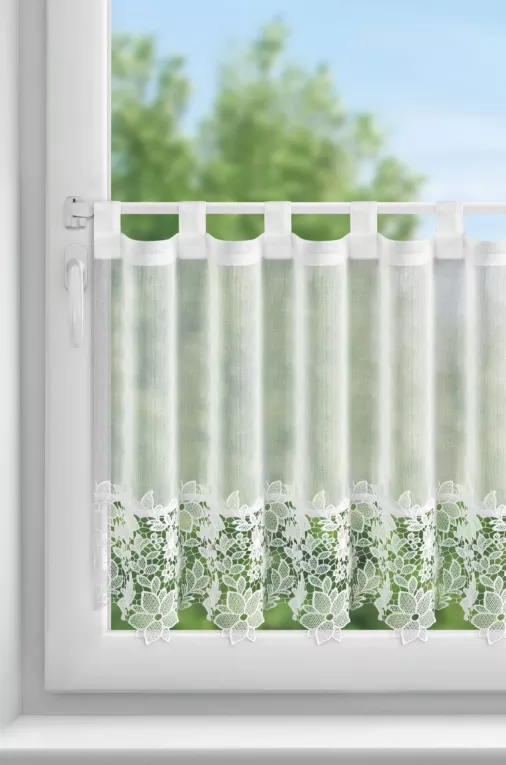 Zazdrostka biała  zdobiona subtelną aplikacją 70x150 cm szelki  - ARTEMIDA