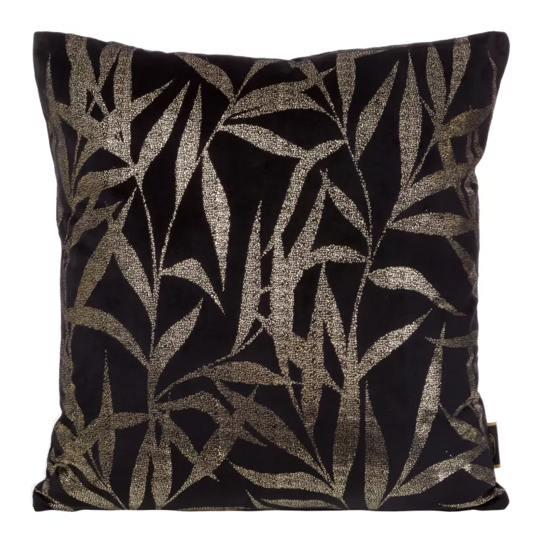 Poszewka z miękkiego welwetu ze złocistym nadrukiem liści