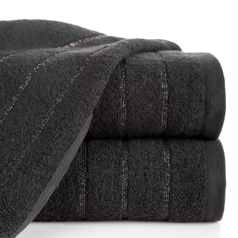 Ręcznik kąpielowy 50x90 cm bawełniany kolor czarny z lśniącymi paseczkami 500 g/m2 DALI